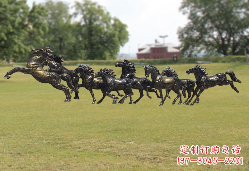 赣州八骏图八匹马群铜雕