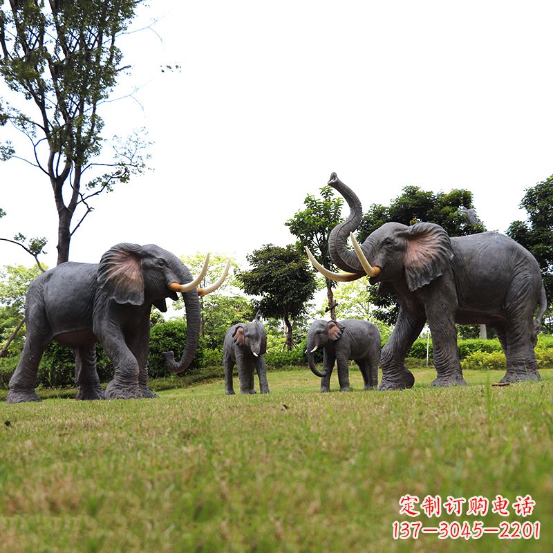 赣州玻璃钢大象仿真大象雕塑-公园景区园林装饰动物摆件