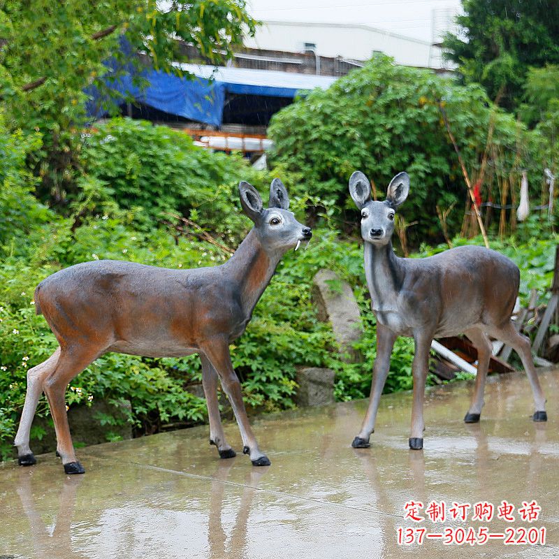 赣州玻璃钢仿真鹿雕塑-农家院动物摆件