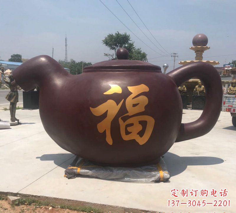 赣州玻璃钢福字茶壶雕塑