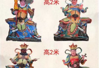 赣州玻璃钢彩绘四大天王雕塑宏伟壮观的艺术珍品