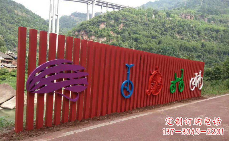 赣州不锈钢自行车雕塑点缀公园景观