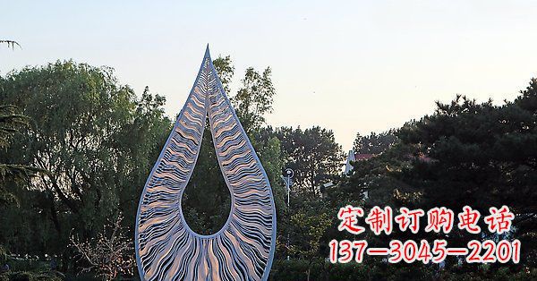 赣州不锈钢倒着的水滴抽象公园景观雕塑