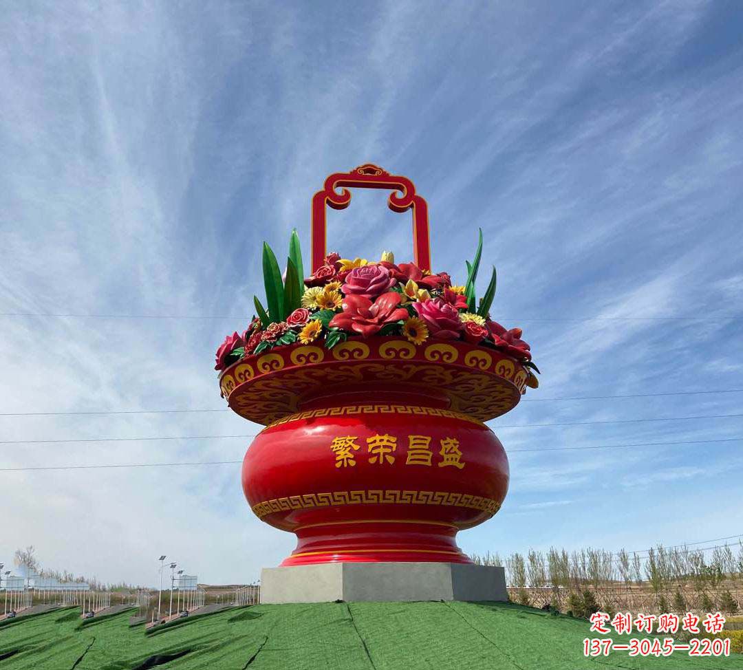赣州不锈钢花篮雕塑象征繁荣昌盛