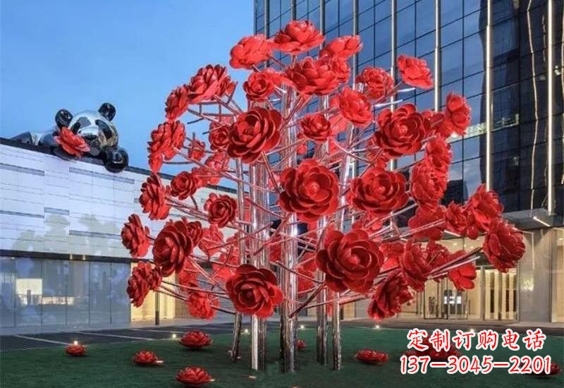 赣州不锈钢公园玫瑰花树雕塑——让玫瑰长驻公园