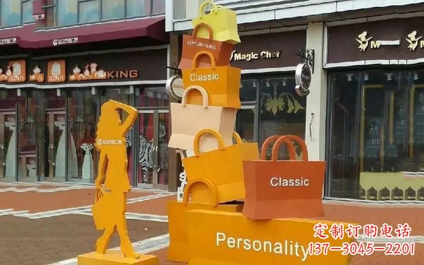 赣州街头景观购物袋雕塑