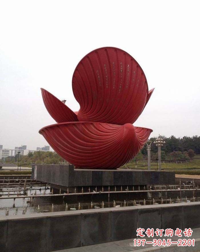 赣州不锈钢贝壳喷泉雕塑——海洋之美无限