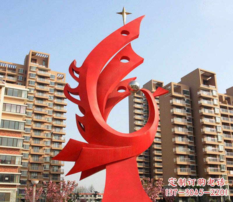 赣州凤凰雕塑不锈钢广场的精美景观