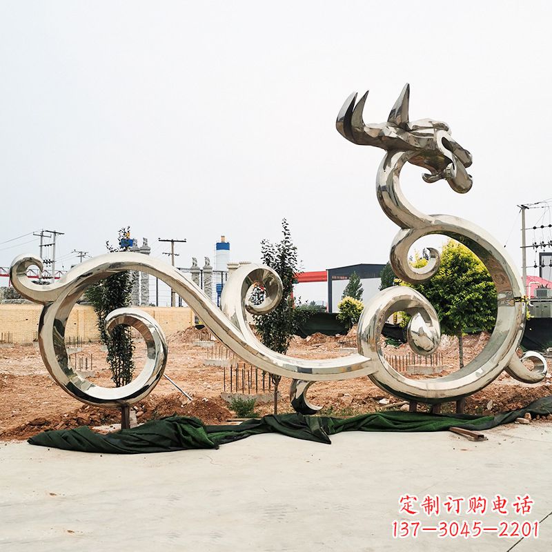 赣州不锈钢花边龙形雕塑传承中华文化精髓