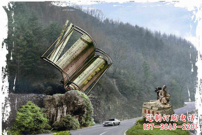 赣州不锈钢景区神农本草经竹简雕塑