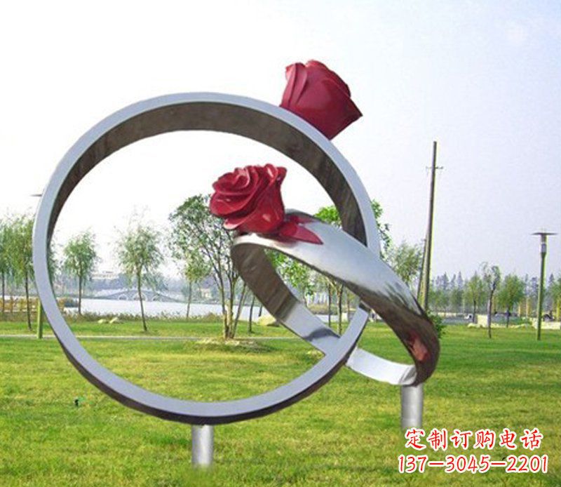 赣州不锈钢玫瑰戒指雕塑