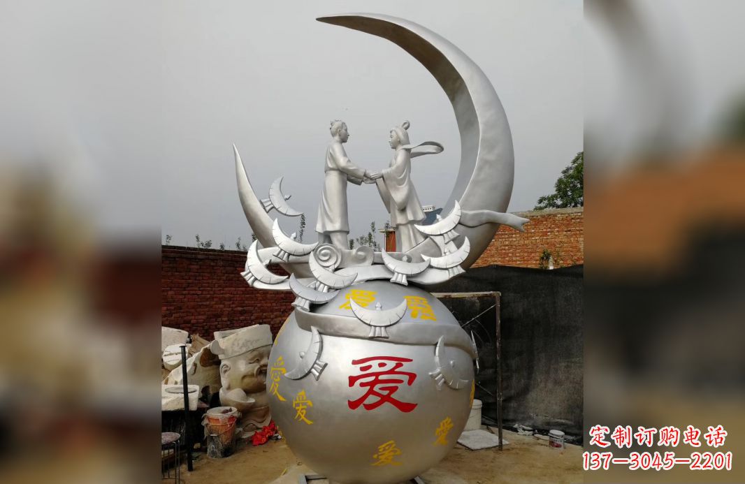 赣州不锈钢牛郎织女雕塑爱情永存