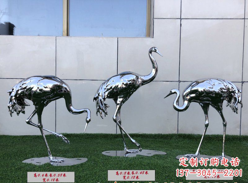 赣州不锈钢仙鹤雕塑传承中国古典美感