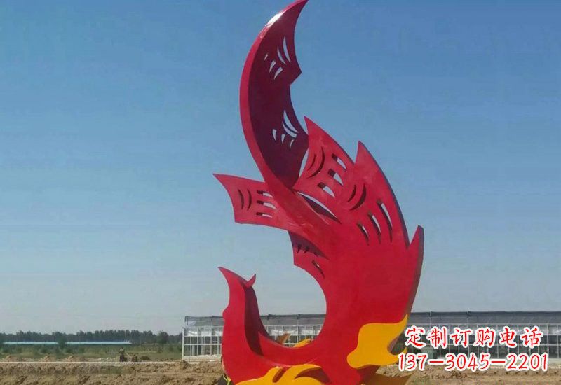 赣州凤凰雕塑传承不锈钢园林艺术