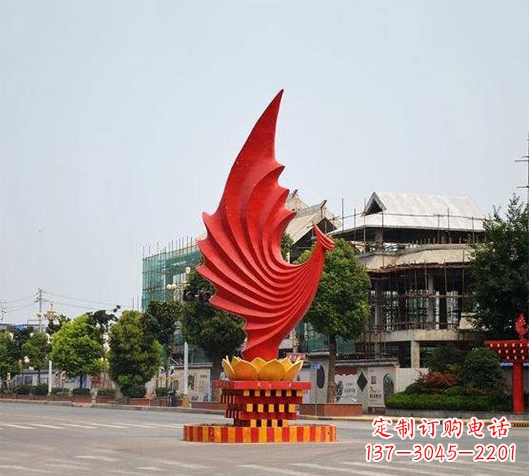 赣州城市街边不锈钢凤凰雕塑