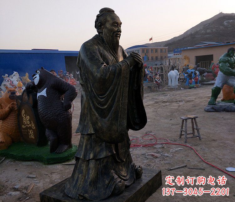 赣州春秋时期人物孔子铜雕雕塑