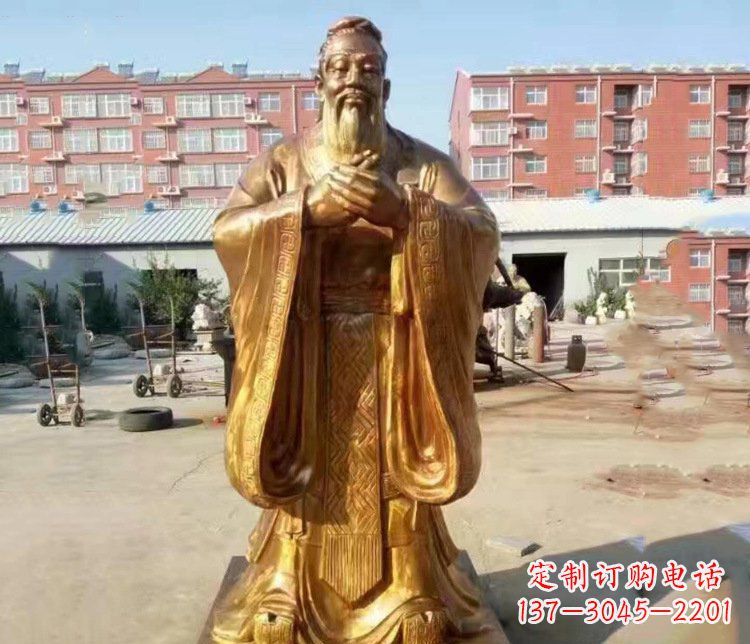 赣州纯铜校园古代孔子人物铜雕塑