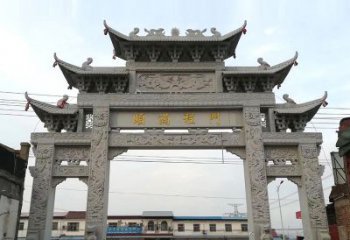赣州以城市街道为主题的仿古石雕牌楼