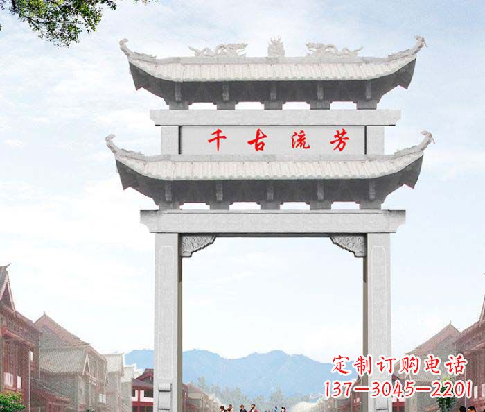 赣州石雕牌坊一座传承传统的精美雕塑
