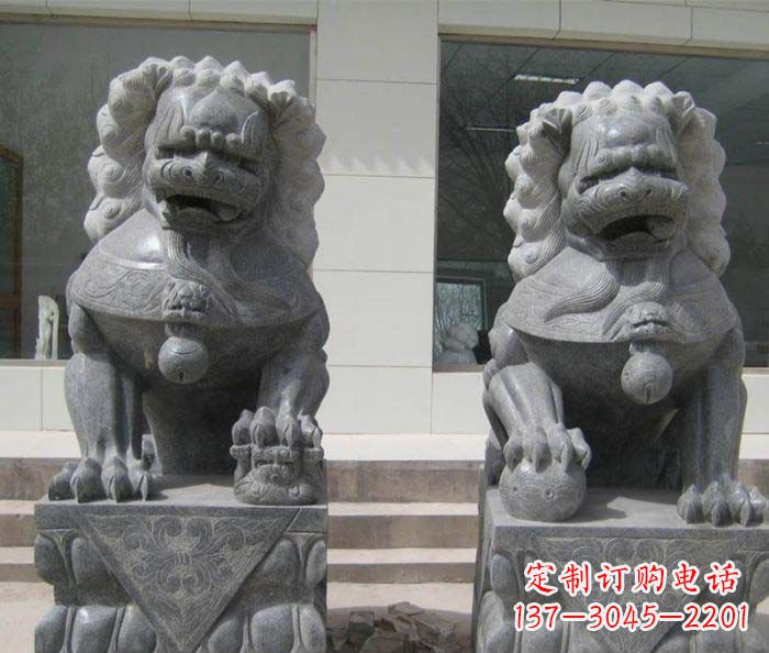 赣州大理石雕刻的狮子雕塑