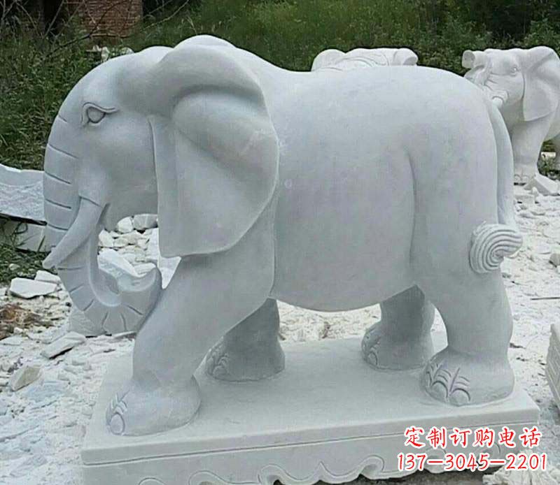 赣州精雕细琢的大理石大象雕塑