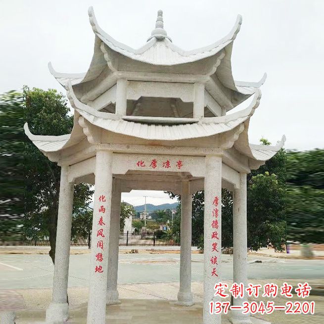 赣州大理石凉亭双层雕塑