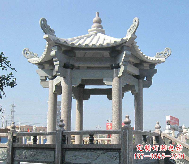 赣州大理石六角凉亭石雕,为您的家园带来浪漫情怀