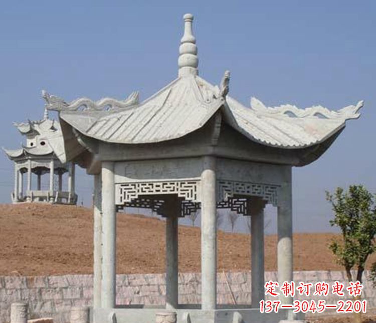 赣州精美大理石六角凉亭石雕
