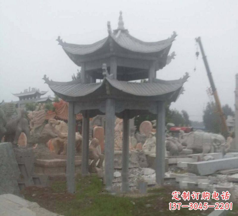 赣州大理石六角凉亭石雕,精美绝伦