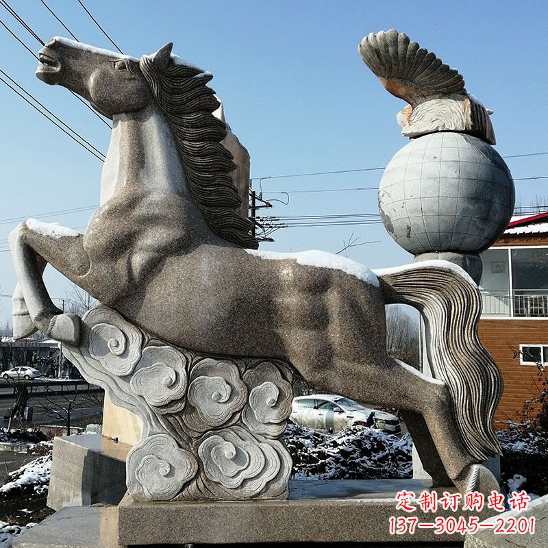 赣州大理石马踏祥云雕塑