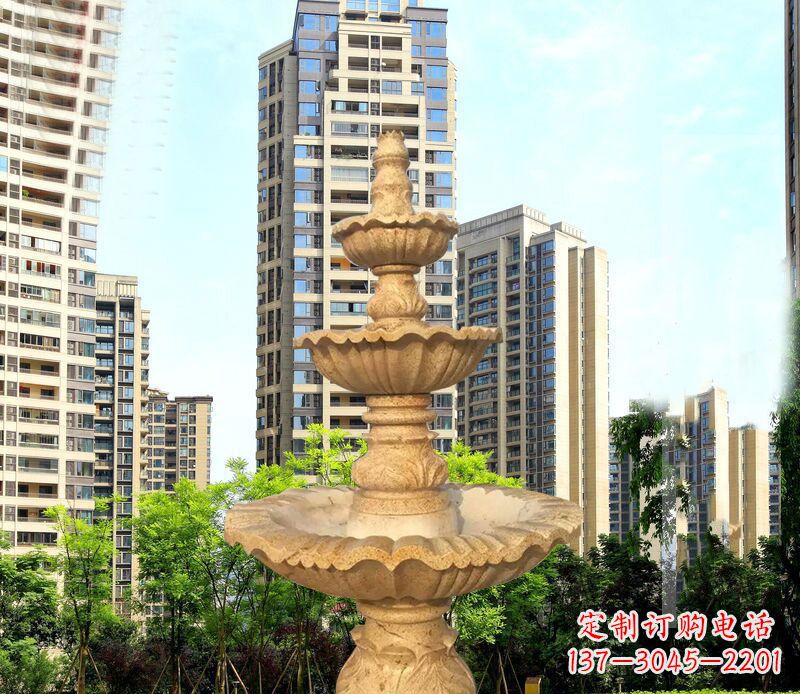 赣州大理石三层喷泉公园石雕 (2)