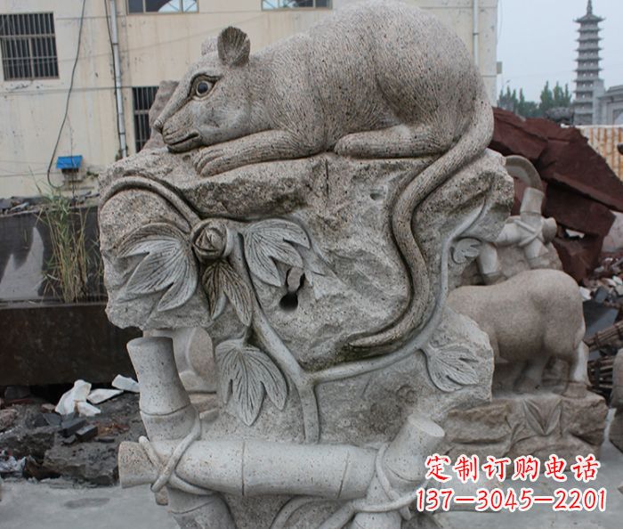 赣州大理石生肖鼠石雕