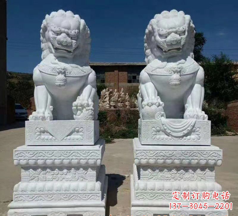 赣州大理石狮子石雕,雕塑定制精美狮子