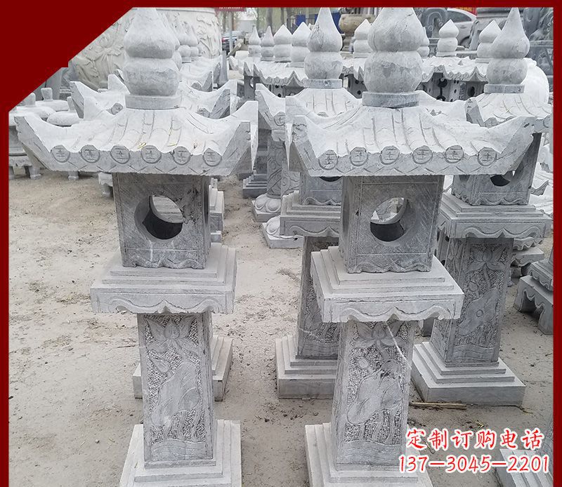 赣州精美大理石石灯笼雕塑