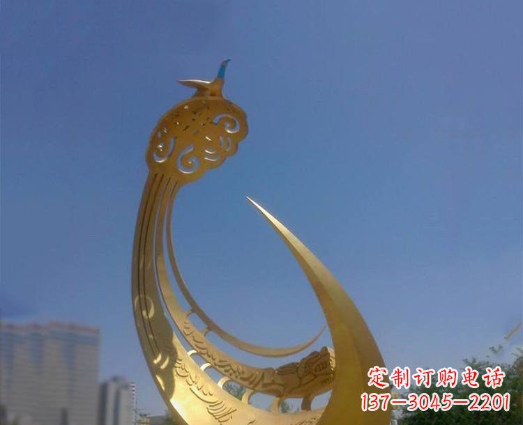 赣州大型不锈钢创意凤凰雕塑