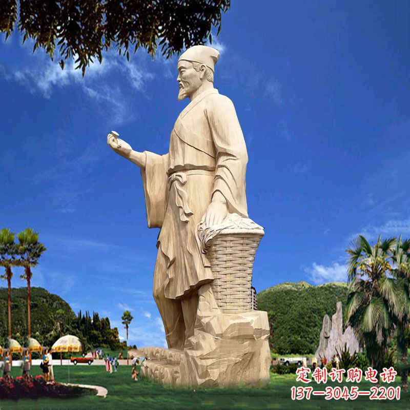 赣州大型药圣李时珍石雕塑像-景区园林古代人物雕像