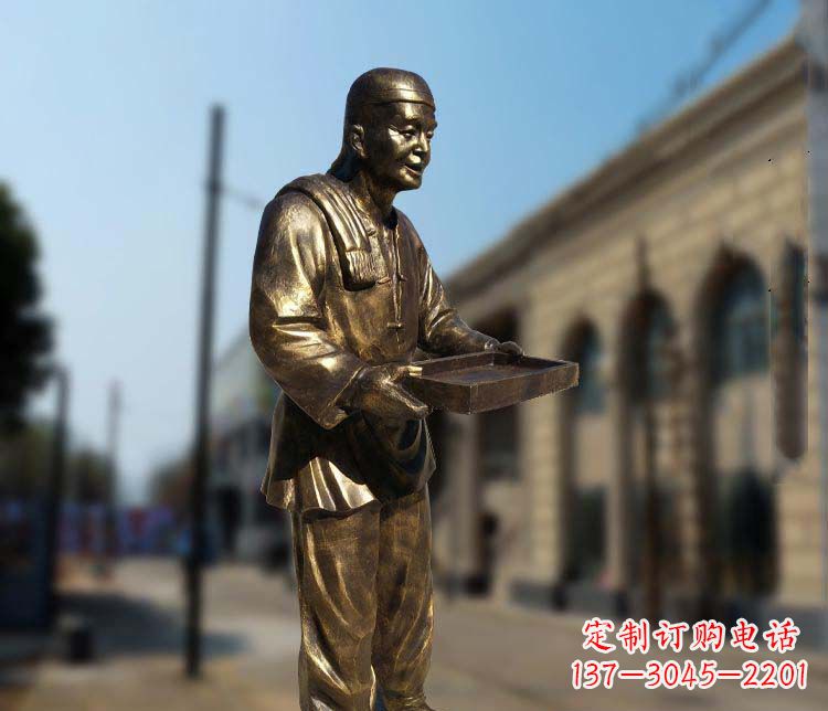 赣州古典神秘的店小二人物铜雕