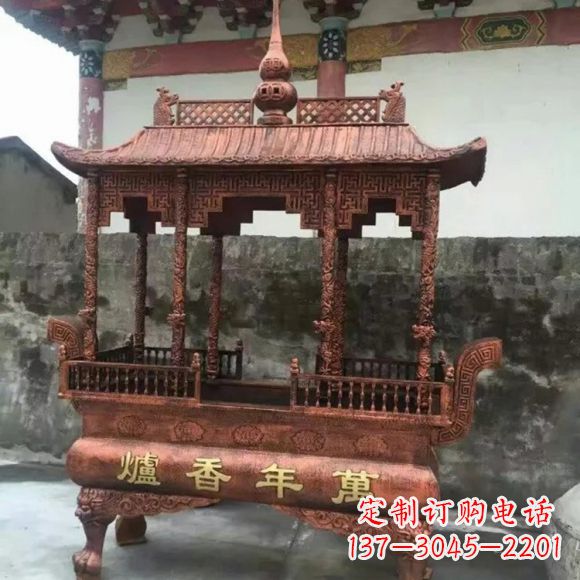 赣州雕刻蝙蝠铜香炉