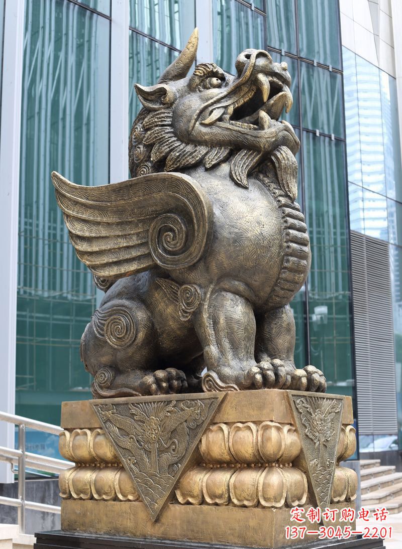 赣州法院门口独角兽神兽铜雕