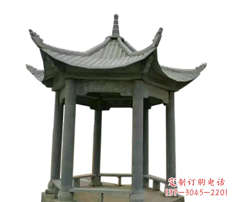 赣州仿古六角凉亭石雕 (2)