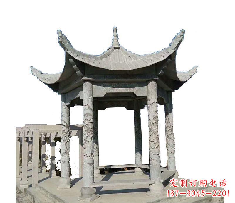 赣州仿古六角凉亭石雕 (10)