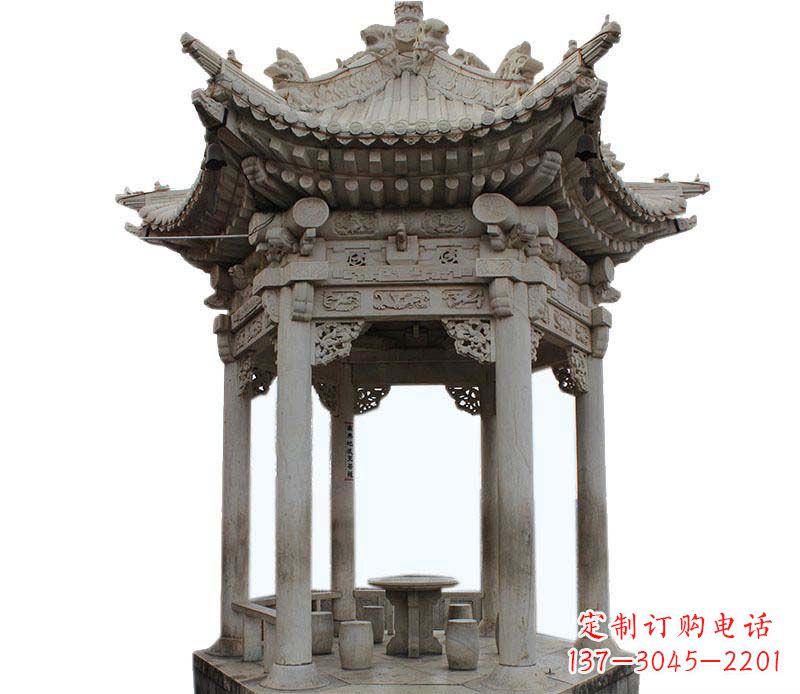 赣州仿古六角凉亭石雕