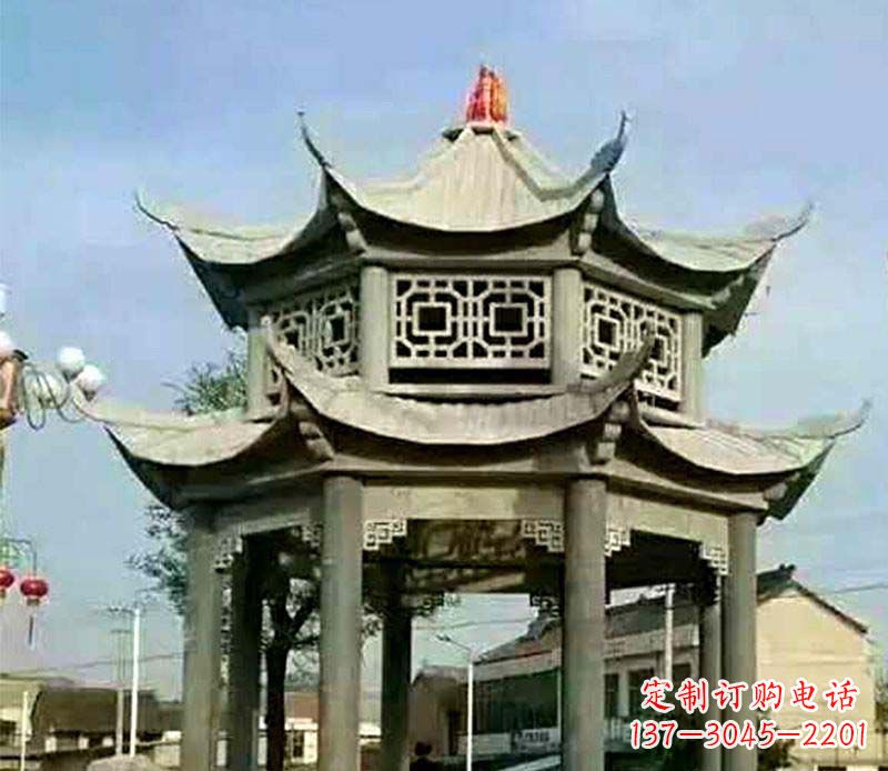 赣州仿古石凉亭石雕 (2)