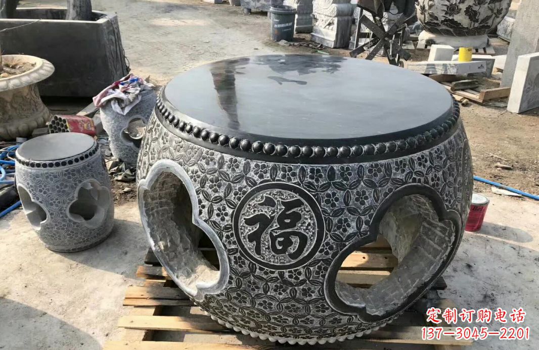 赣州中领雕塑 | 精美仿古石桌凳雕塑