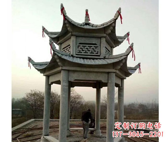 赣州仿古双层石雕凉亭
