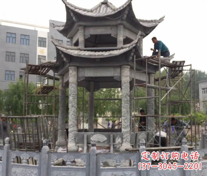赣州仿古双层石雕凉亭