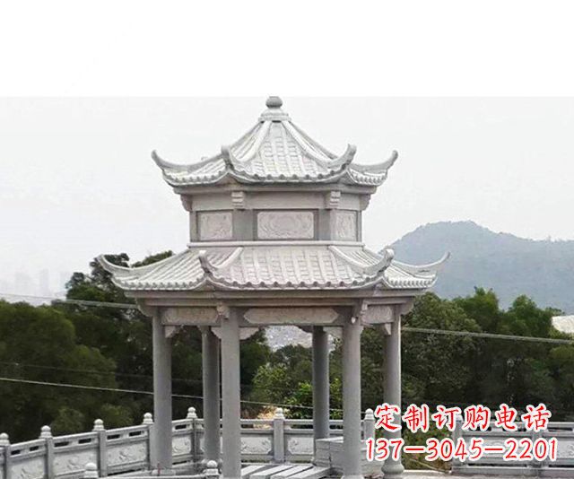 赣州仿古双层石雕凉亭