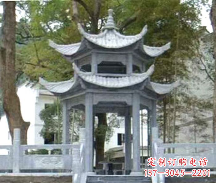 赣州仿古园林双层石雕凉亭
