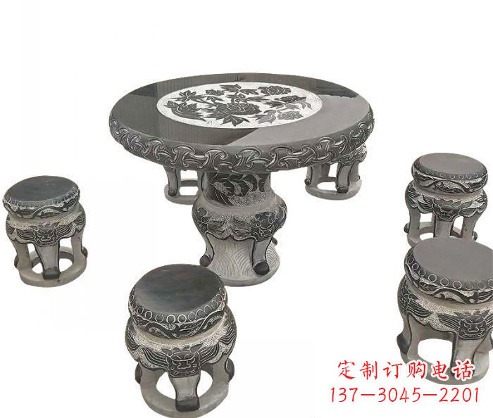 赣州仿古圆形石桌凳
