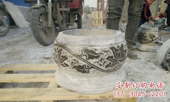 赣州仿古圆形水缸石雕 (4)